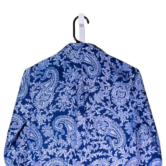 J. Crew Women's Blouse Blue White Paisley Half Button Long Sleeve Shirt Top XXS - Picture 6 of 8